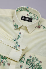 Freesia Cream Floral Printed Linen Cotton Shirt
