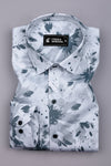 Anchor Grey With White Printed Cotton Shirt