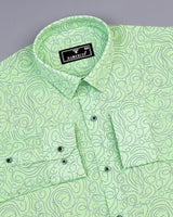 Green Swirl With Blue Printed Amsler Linen Cotton Shirt