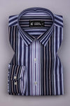 Denim Blue With Multicolor Stripe Cotton Shirt