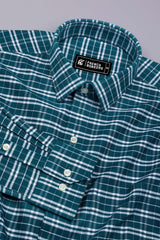 Peacock Blue With White Check Oxford Cotton Shirt