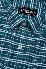 Peacock Blue With White Check Oxford Cotton Shirt