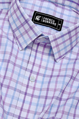 Belgra Blue With Purple Twill Check Cotton Shirt