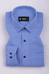 Frozix Blue With White Check Oxford Cotton Shirt