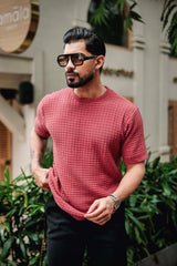 Candy Pink Knitted Cotton T-Shirt