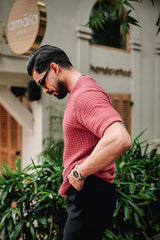 Candy Pink Knitted Cotton T-Shirt