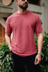 Candy Pink Knitted Cotton T-Shirt