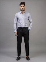 Velian Gray Stripe Linen Cotton Shirt