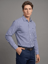 Destiny NavyBlue With White Stripe Premium Giza Designer Shirt