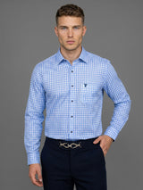 Nexon SkyBlue Twill Check Premium Giza Shirt