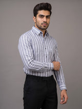 Velian Gray Stripe Linen Cotton Shirt