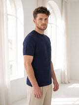 Krypton NavyBlue Ice Cube Knitted Cotton T-Shirt