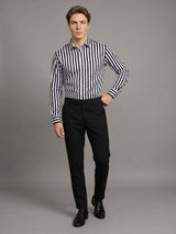 Phenol Black With White Stripe Premium Giza Shirt