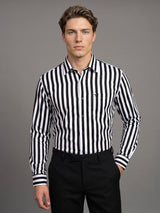 Phenol Black With White Stripe Premium Giza Shirt