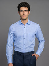 Opsin Blue Houndstooth Check Amsler Cotton Shirt
