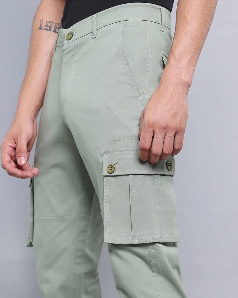 Buy t-base men's Taupe Poly Cotton Solid Cargo Pant for Men online India