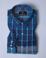 Zesta Blue With Multishaded Yarn Dyed Check Cotton Shirt