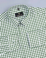 Deep Green With White Check Dobby Cotton Shirt