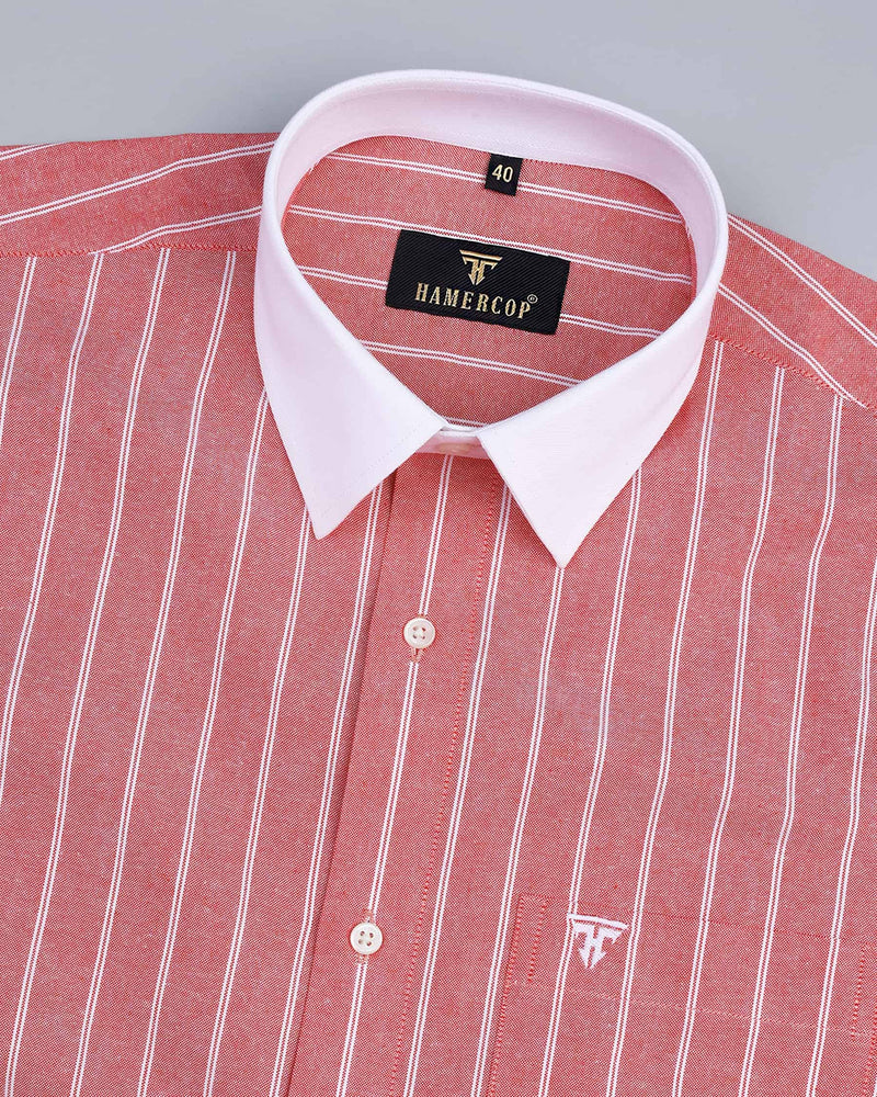 Cruzer Pink With White Stripe Oxford Cotton Designer Shirt