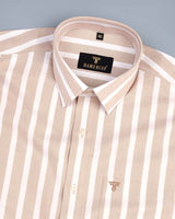Viktoria Cream And White Stripe Oxford Cotton Shirt