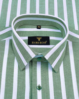 Viktoria Green And White Stripe Oxford Cotton Shirt
