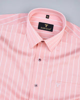 Baby Pink With White Stripe Dobby Cotton Shirt