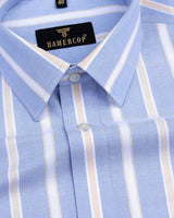 Spendid Blue With Cream Stripe Oxford Cotton Shirt