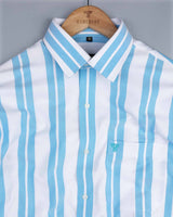 Romp Blue With White Broad Stripe Oxford Cotton Shirt
