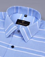 Potenza SkyBlue Dobby Weft Stripe Cotton Designer Shirt