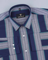 Massive Blue Multicolored Stripe Oxford Cotton Shirt