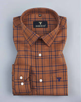 Choco Brownish With Blue Plaid Flannel Check Cotton Shirt