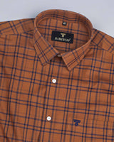 Choco Brownish With Blue Plaid Flannel Check Cotton Shirt