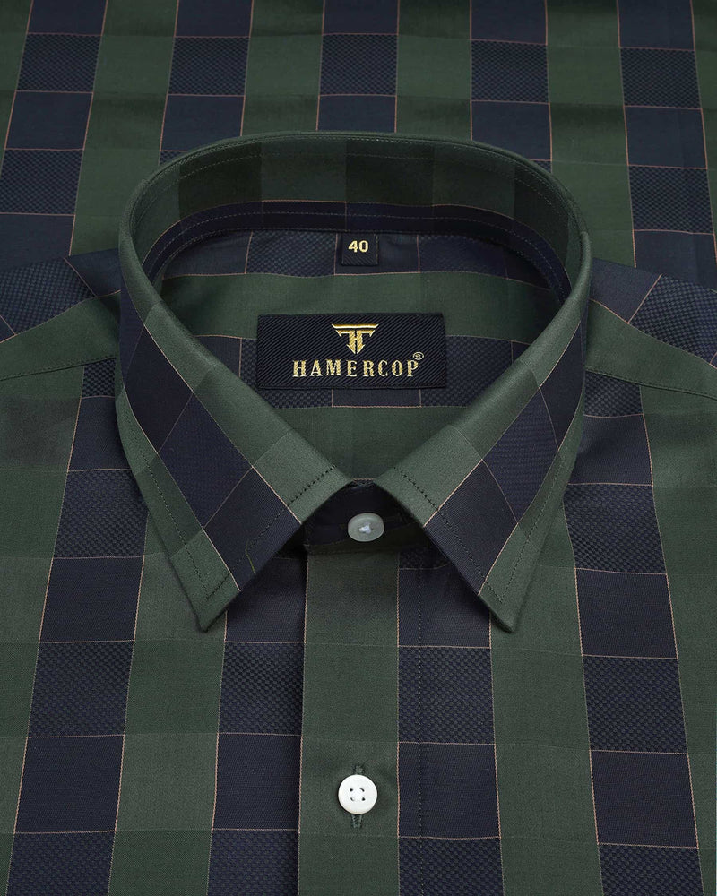 Shell Green With Black Checked Jacquard Egyptian Gizza Shirt