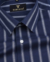 Kernel Blue With White Stripe Premium Cotton Shirt