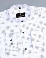 White Plus Printed Designer Stripe Dobby Cotton Shirt