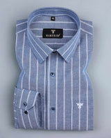 Cruzer Deep Blue With White Stripe Oxford Cotton Shirt