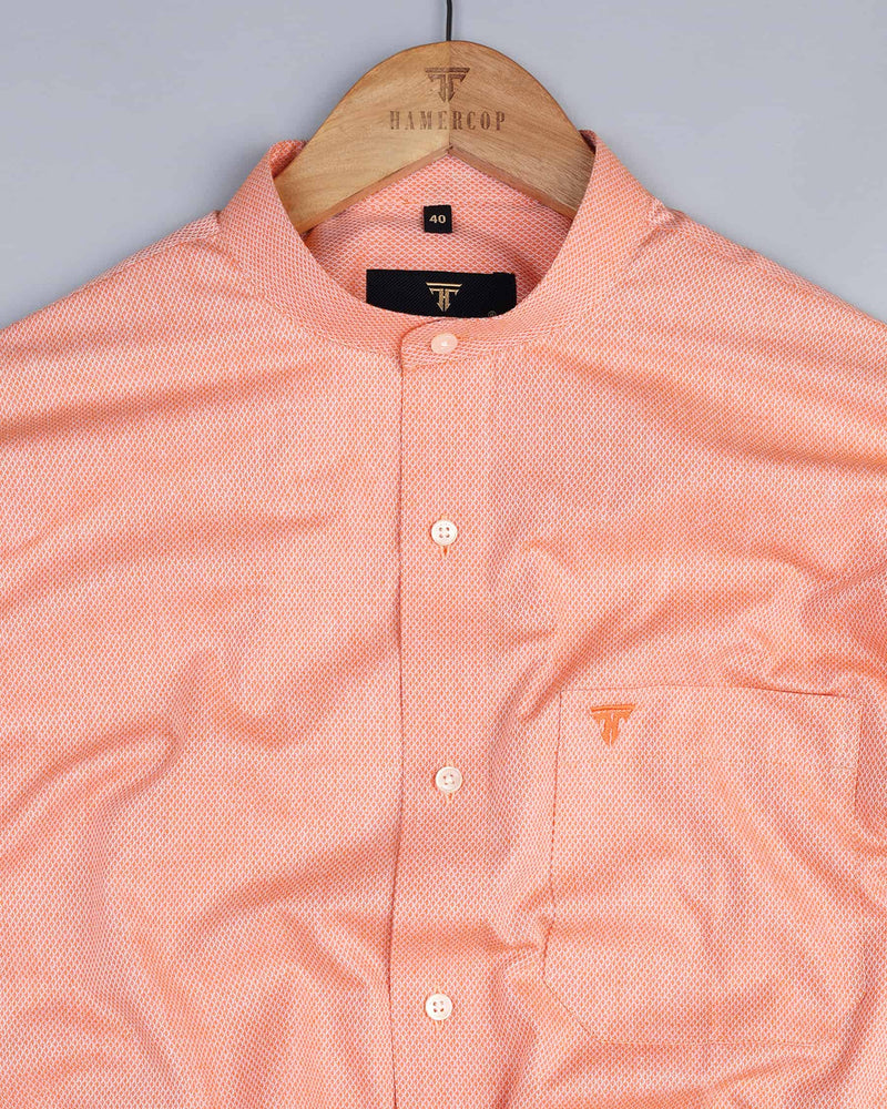 Vision Orange With White Jacquard Dobby Cotton Shirt