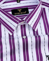 Veronica Purple Jacquard Paisley With White Stripe Cotton Shirt