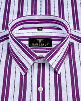 Veronica Purple Jacquard Paisley With White Stripe Cotton Shirt