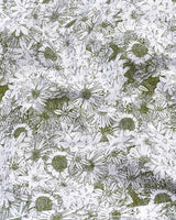 Ditzy Green Flower Printed White Amsler Linen Cotton Shirt