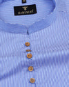 Toledo Blue And White Vertical Stripe Cotton Shirt Style Kurta