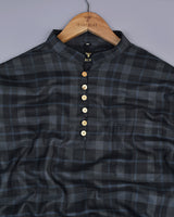 Truffle Black And Grey Plaid Flannel Check Shirt Style Kurta