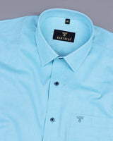 Aqua Blue Oxford Cotton Formal Solid Shirt