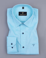 Aqua Blue Oxford Cotton Formal Solid Shirt