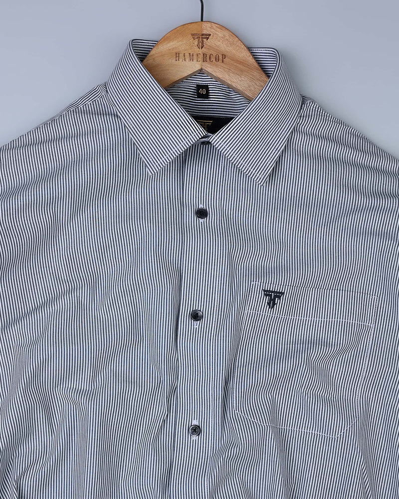 Stanton Black Small Pencil Stripe Cotton Business Shirt