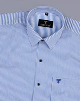 Weston Blue With White Seersucker Stripe Business Cotton Shirt