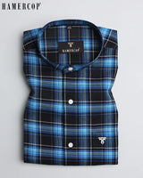 Navyblue With White Plaid Flannel Cotton Check Shirt