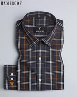 Multishaded Charcoal Black With White Yarn Dyed  Check Cotton Shirt