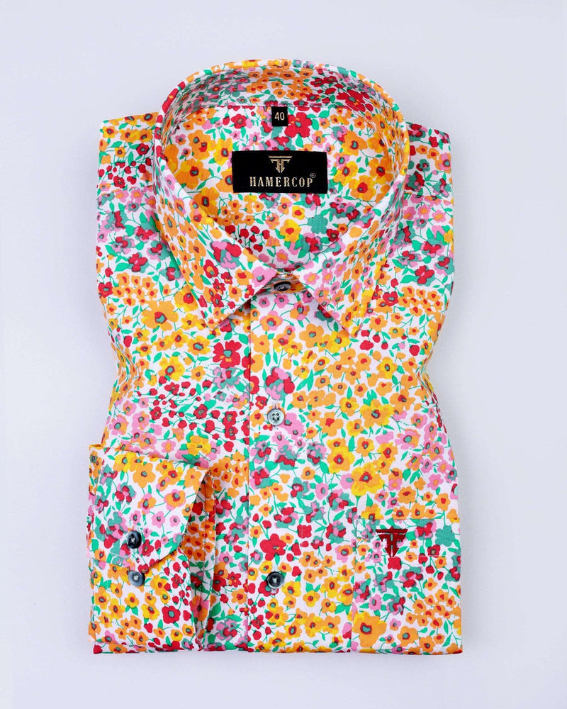 Anemone Colorful Flower Printed Soft Cotton Shirt
