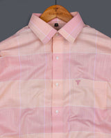 Spanish Pink And Light Orange Linen Cotton Check Shirt